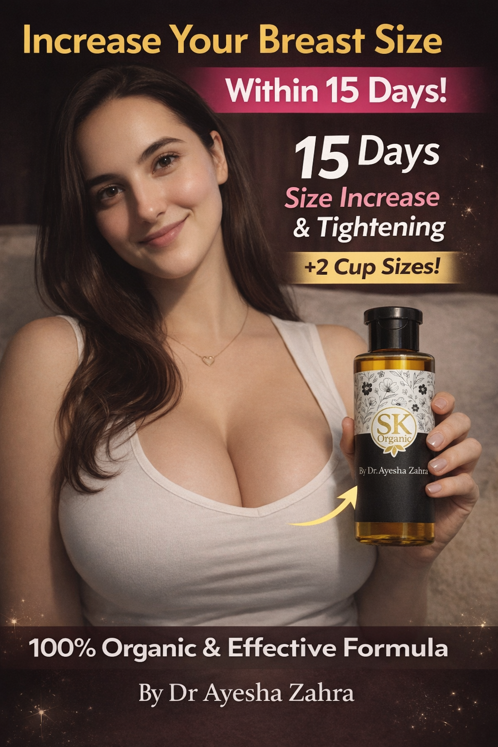 Sk SK Oil by Dr. Ayesha Zahra, a natural skincare oil in a clear glass bottle with a dropper for easy application